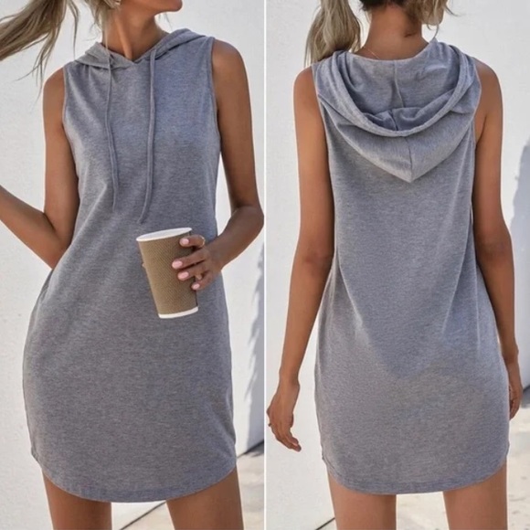 LAST FEW Cozy Minimalist Sleeveless Hoodie Casual Dress - Picture 2 of 7